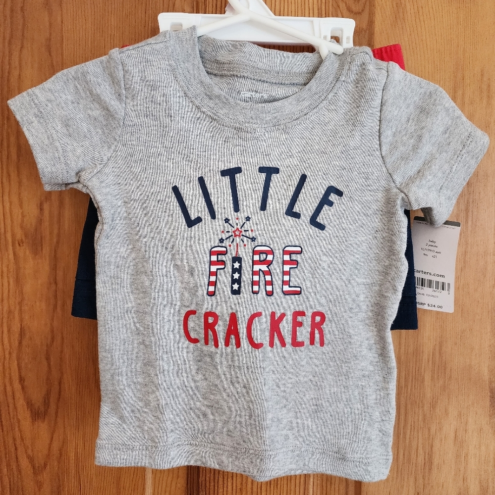 NWT Carter's Fourth of July Little Fire Cracker Shirt and Short Set - 9M